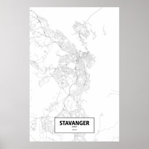 Stavanger, Norway (black on white) Poster