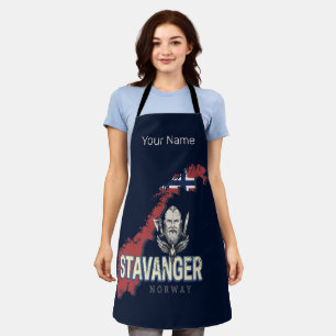 Stavanger Norway Retro City Map Vintage Holiday Apron