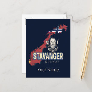Stavanger Norway Retro City Map Vintage Holiday Postcard