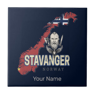 Stavanger Norway Retro City Map Vintage Holiday Tile