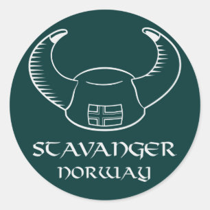 Stavanger Norway Viking Hat Classic Round Sticker