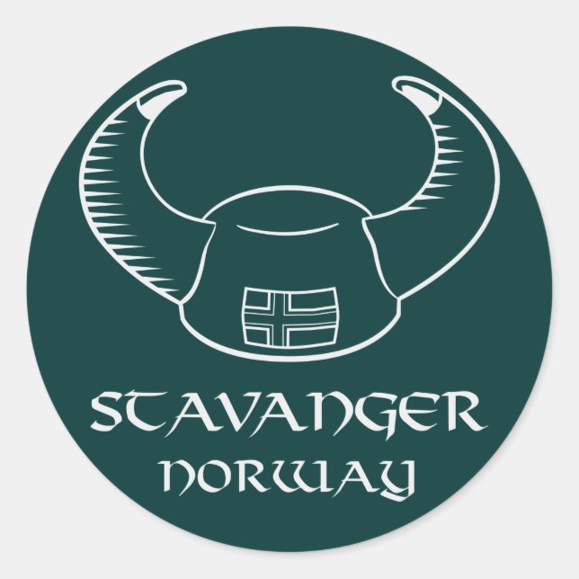 Stavanger Norway Viking Hat Classic Round Sticker (Front)