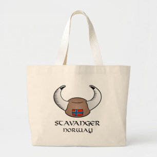 Stavanger Norway Viking Hat Large Tote Bag