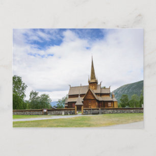 Stave church in Lom, Norway postcard