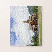 Stave church in Lom, Norway puzzle