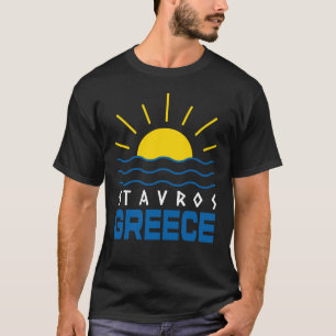 Stavros Greece Sunshine And Sea Men's Black T-Shirt