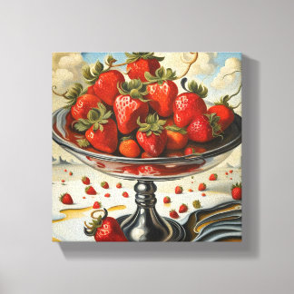 Stawberries On A Silver Platter Canvas Print