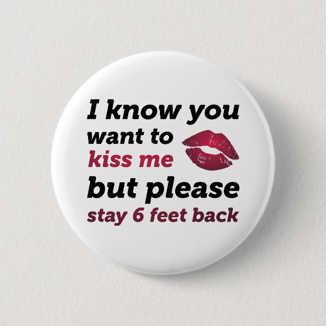 Stay 6 Feet Back Cm Round Badge (Front)