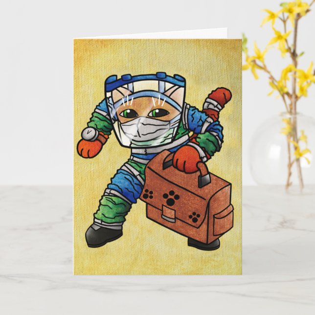 Stay Alert Safety Cat Card (Yellow Flower)