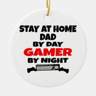 Stay at Home Dad Gamer Ceramic Tree Decoration
