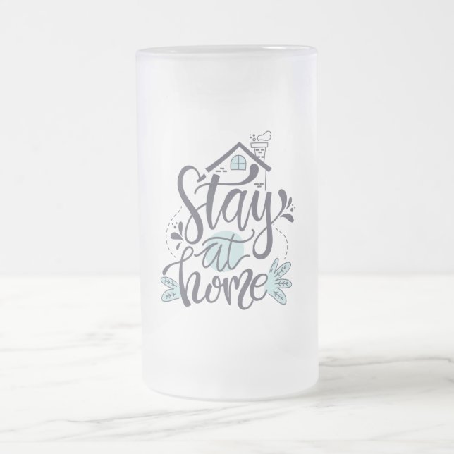 Stay at Home Frosted Glass Beer Mug (Center)