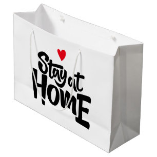 Stay At Home Heart Large Gift Bag