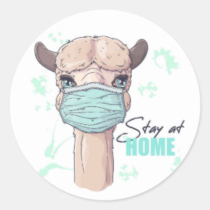 Stay at Home Llama Classic Round Sticker