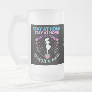 Stay At Home Mum Mother Wife Black Modern Classic Frosted Glass Beer Mug