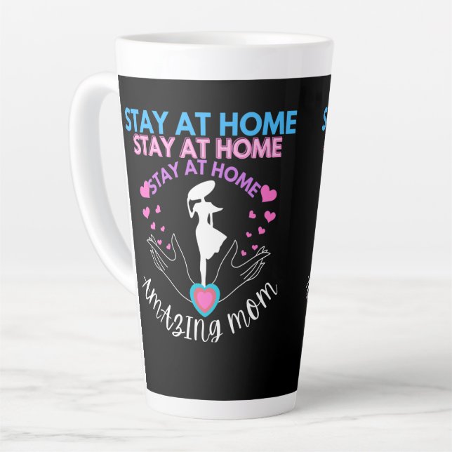 Stay At Home Mum Mother Wife Black Modern Classic Latte Mug (Left Angle)