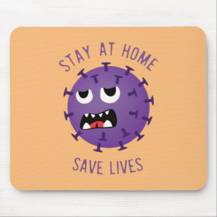 Stay At Home Save Lives Scary Virus Mouse Mat