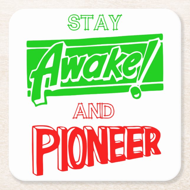 Stay Awake and Pioneer Square Paper Coaster (Front)