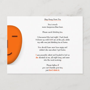 Stay Away from Tea Not Beer Funny Wife Joke Humour Postcard