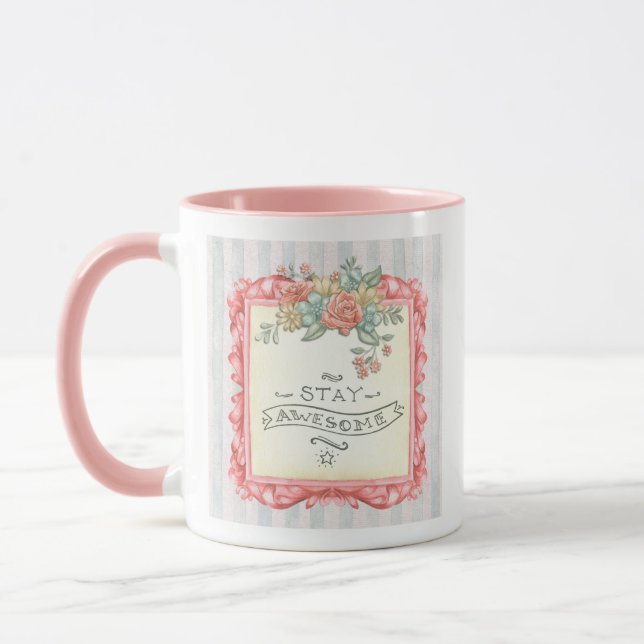 Stay Awesome Floral Mug (Left)