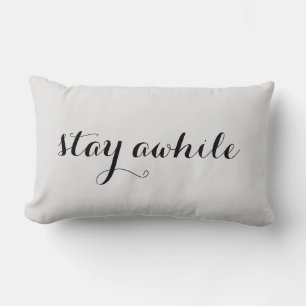 Stay Awhile Grey Throw Pillow
