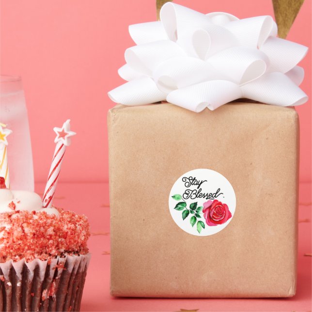 Stay blessed classic round sticker (Party)