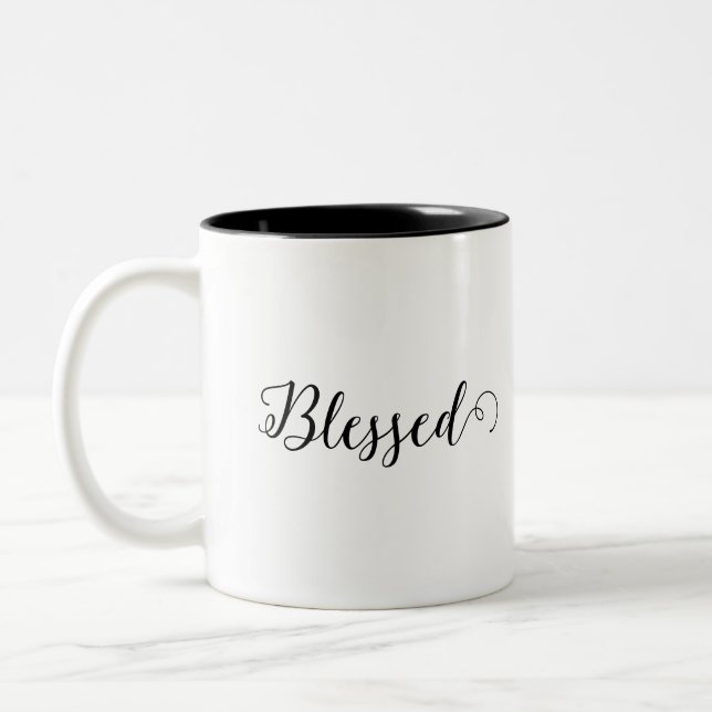 Stay Blessed, Drink Coffee Simple Design  Two-Tone Coffee Mug (Left)