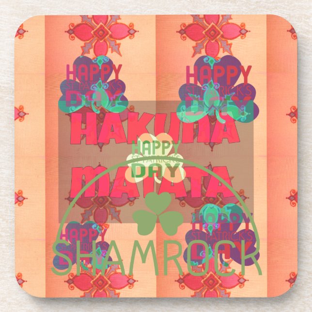 Stay Blessed Happy Saint Patrick's Day Hakuna Mata Coaster (Front)