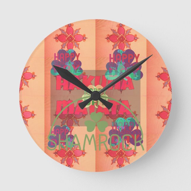 Stay Blessed Happy St Patrick's Day Hakuna Matata  Round Clock (Front)