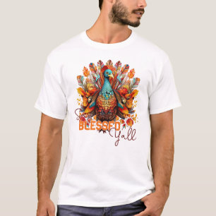 Stay Blessed Y'all with Colourful Turkey  T-Shirt