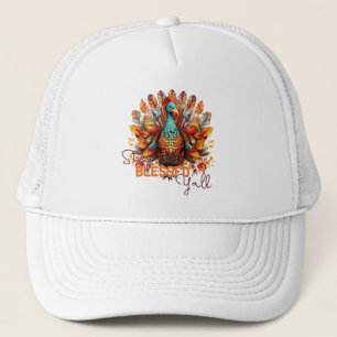 Stay Blessed Y'all with Colourful Turkey Trucker Hat