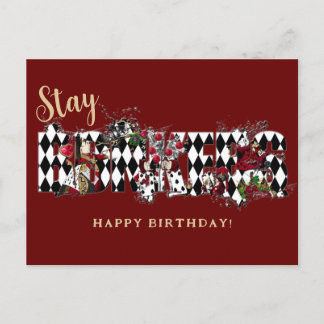 Stay Bonkers Vintage Alice in Wonderland Birthday Postcard