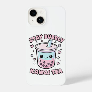 Stay Bubbly Kawaii Tea Cute Boba Bubble Tea White iPhone 14 Case