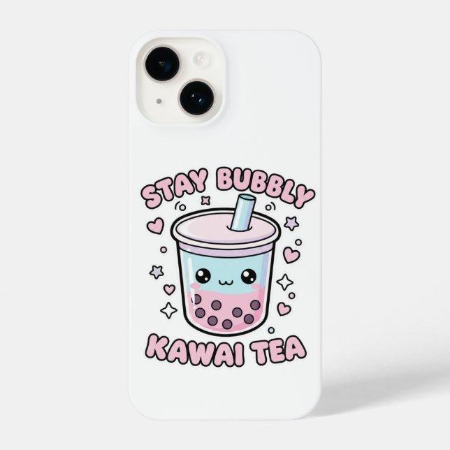 Stay Bubbly Kawaii Tea Cute Boba Bubble Tea White iPhone Case (Back)