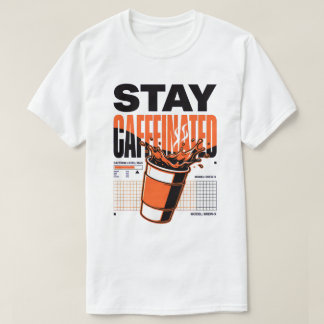 Stay Caffeinated Neon Punk Orange Coffee Cup T-Shirt