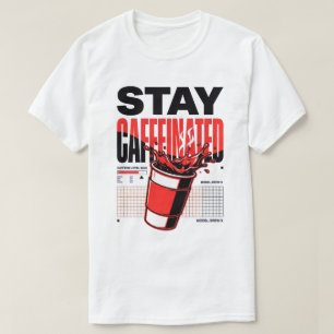 Stay Caffeinated Neon Punk Red Coffee Cup T-Shirt