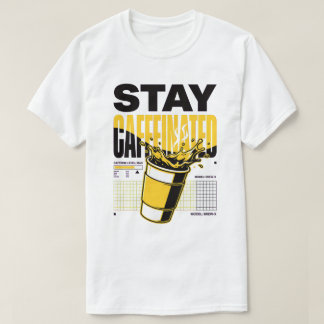 Stay Caffeinated Neon Punk Yellow Coffee Cup T-Shirt