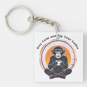 Stay Calm and Sip Your Coffee Design Key Ring