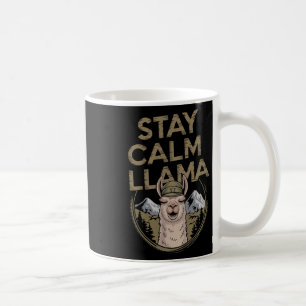 Stay Calm Llama Hiking With Alpaca Funny Coffee Mug