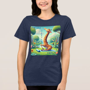 Stay Calm Stretch It Out - Giraffe Yoga Design Tri-Blend Shirt