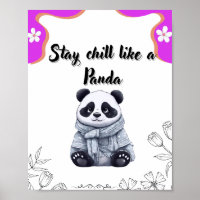 Stay Chill Like a Panda – Cute Kawaii Panda Wall A