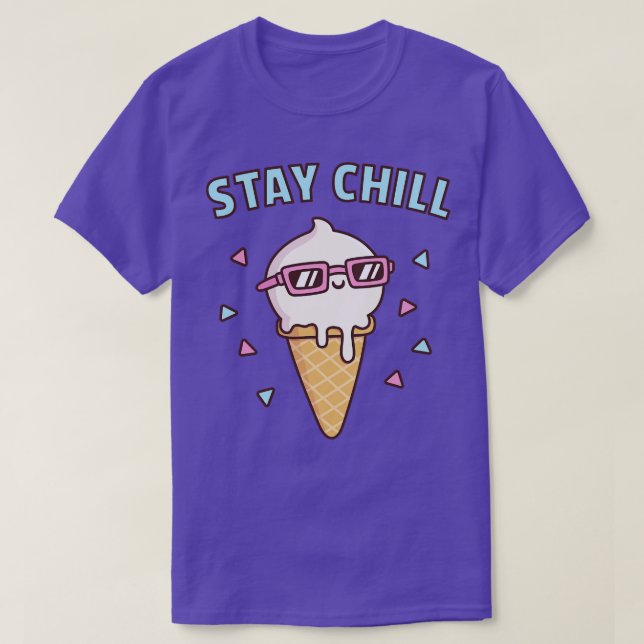 Stay Chill Vanilla Ice Cream With Sunglasses T-Shirt (Design Front)