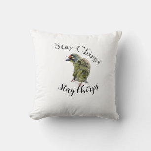 Stay Chirp Bird Nature Art Illustration Throw Pill Cushion