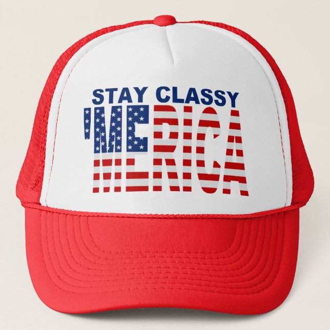 Stay Classy 'MERICA Black Snapback Trucker Hat (Front)