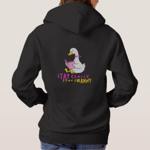 Stay Classy Stay Swanny Funny Reading Swan Design Hoodie