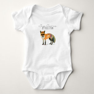 Stay Clever Little Fox Watercolor Baby Bodysuit