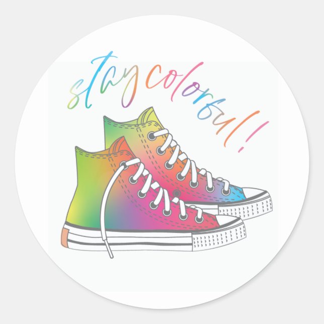 Stay Colourful Tie-dye high-top sneakers design  Classic Round Sticker (Front)