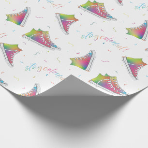 Stay Colourful Tie-dye high-top sneakers design Wrapping Paper