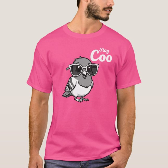 Stay Coo Funny Cool Baby Pigeon Humour T-Shirt (Front)