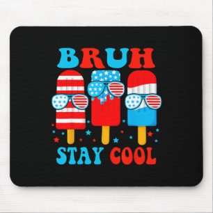 Stay Cool 4th July Popsicle Boys Men Usa Flag Amer Mouse Mat