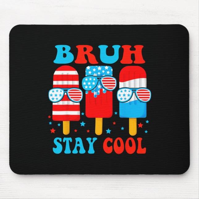 Stay Cool 4th July Popsicle Boys Men Usa Flag Amer Mouse Mat (Front)